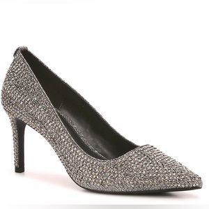 MK Michael Kors Alina Glitter Sparkle Pumps in Gunmetal, 7.5